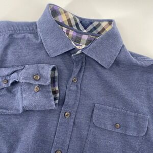 Johnnie-O Surflannel Shirt Mens Medium Blue Long Sleeve Cotton Button Down